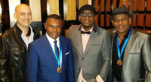 Latin Grammy® nomination medals presented to El Canario, Alden and Fernando (yours truly on the far left)