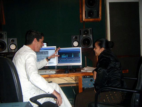 Monika Mesa in the recording studio