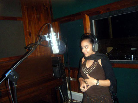 Monika Mesa in the recording studio