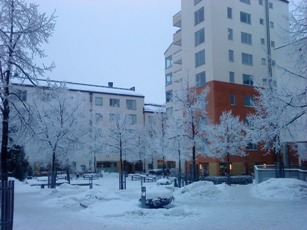 Noon at the square by my office in Stockholm